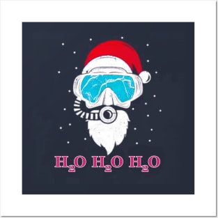 Christmas Santa Claus Scuba Diver H2O H2O H2O Posters and Art